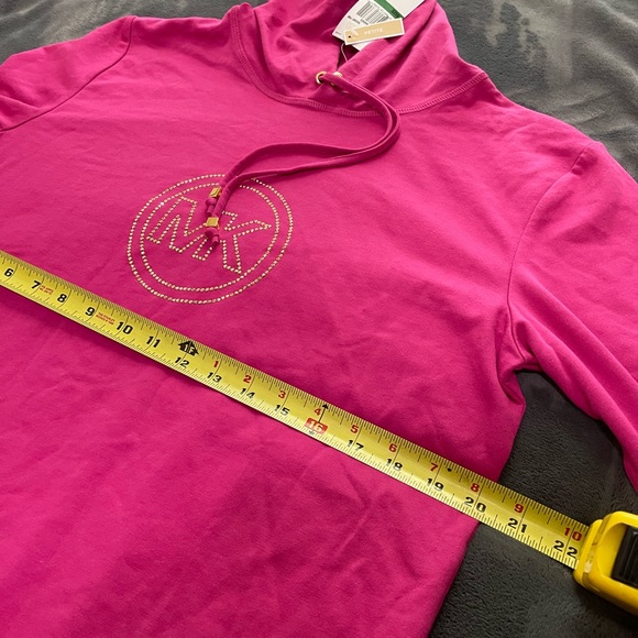 NWT Michael Kors MK Pink Studded Hooded Sweater Size P/L - Picture 8 of 10